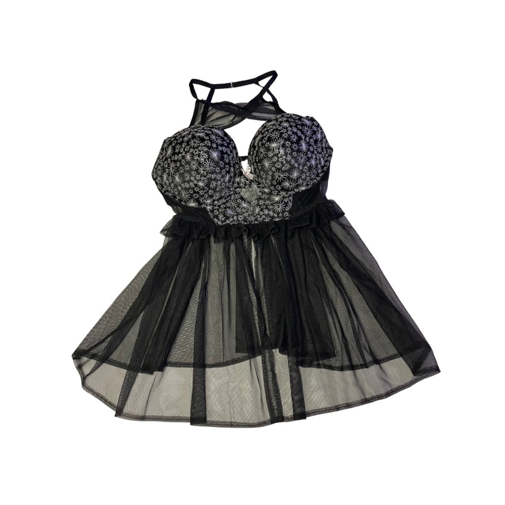 VICTORIA’S SECRET Body/ Base Black & Silver Women’s Lingerie SZ. (36D) NWOT.